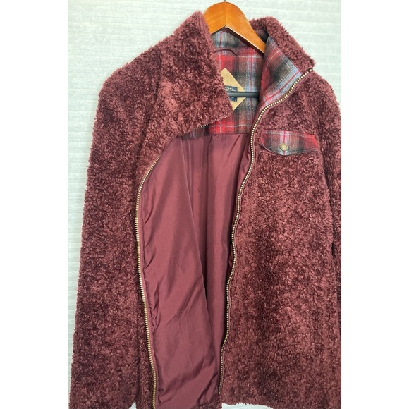 Pendleton Sherpa Fleece Jacket Womens XL Burgundy Maroon Full Zip Oversized Warm - Picture 9 of 14